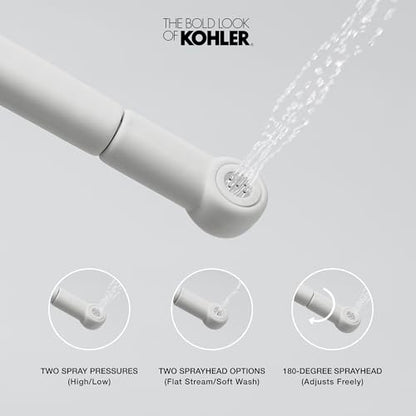 Kohler PureWash M050 Portable Bidet Sprayer,Travel Bidet, Compact Design for Easy Transport with Carrying Strap, Multi-setting Spray Functions, Holds Water for Up to One Minute, White