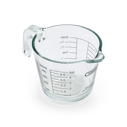 Farberware 2-Cup Borosilicate Glass Wet and Dry Measuring Cup with Oversized Measurements, Clear - style: 2-Cup