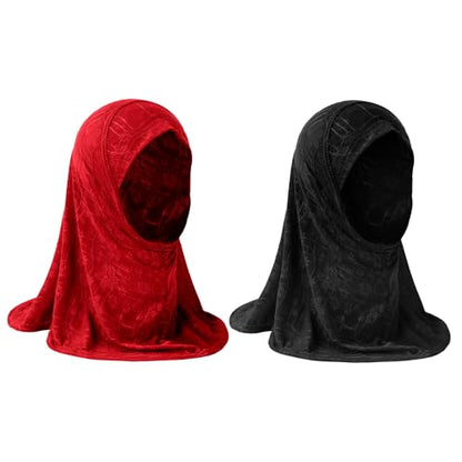 GREUS 2Pcs Kids Hijab for 2-6Y Girls Muslim Headscarf One Piece Hijabs Khimar Islam Arab Scarf Turban Bandana Hat Head Wrap - color: Set a (Black + Red)