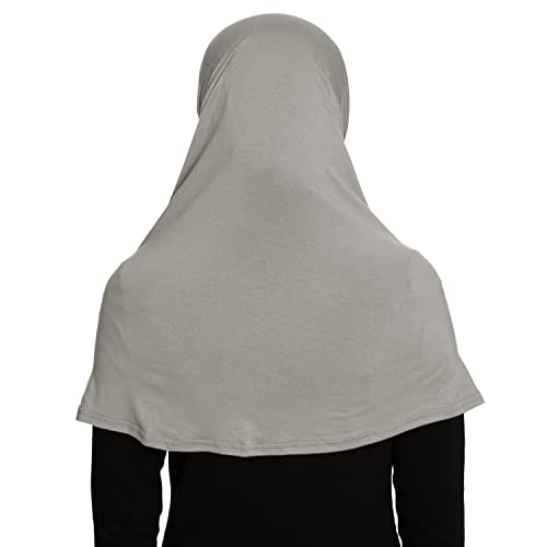 TheHijabStore.com Women's 2 Piece Amira Jersey Hijab - Soft Modal Stretch Head Scarf with Tube Under Scarf Cap - color: Gray