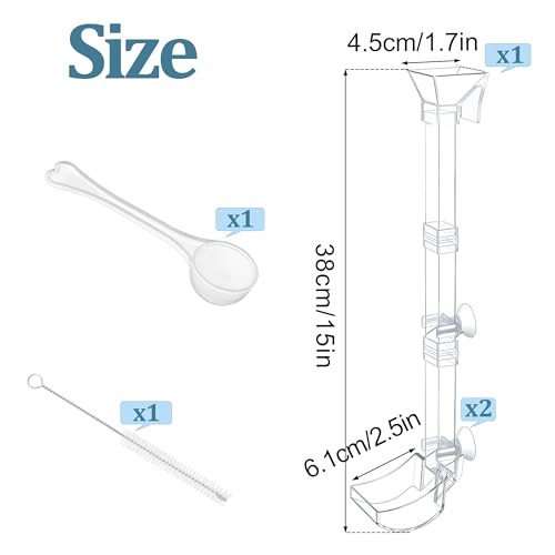Aquarium Fish Shrimp Feeding Dish Set Clear Fish Feeder Tube and Dish with Cleaning Brush and Measuring Spoon for Feeding Shrimp and Preventing Food Scattering Feeding Supplies for Shrimp Large - size: Large