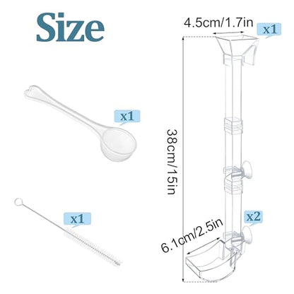 Aquarium Fish Shrimp Feeding Dish Set Clear Fish Feeder Tube and Dish with Cleaning Brush and Measuring Spoon for Feeding Shrimp and Preventing Food Scattering Feeding Supplies for Shrimp Large - size: Large