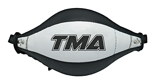 TMA Genuine Leather Double End Dodge Speed Ball Boxing Floor to Ceiling Punching Bag MMA (Black/White)