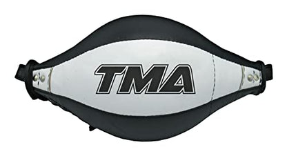 TMA Genuine Leather Double End Dodge Speed Ball Boxing Floor to Ceiling Punching Bag MMA (Black/White)