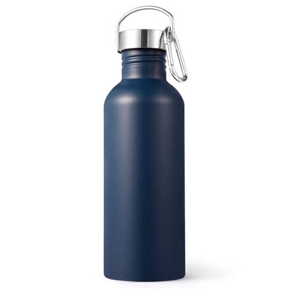 Volhoply 32oz Uninsulated Single Walled Water Bottle, Stainless Steel Sports Water Bottles with Handle, BPA Free Lightweight Water Bottles for Hiking, Biking, Running（Navy,1） - color: Navy
