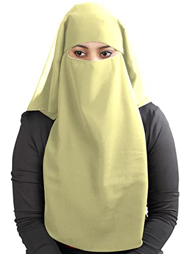 MyBatua 3 Layers Saudi Niqab In Breathable Georgette, Wholesale Price, 1pc Face Veil NQ-003 - color: Pale Olive