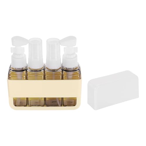 Travel Toiletries Bottles Set, Reusable 4-in-1 Kit Liquid Bottles Containers Leak Proof Spray & Lotion with Labels - Fitting for (Travel/Hotel/Gym/Perfumes), 4Pcs & 50ml & Beige - color: Beige