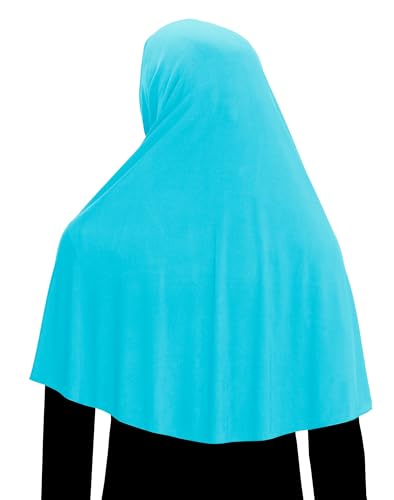 Women's Khimar Hijab Modest Muslim Cover Instant Elastane Elbow Length Easy Pull-on Islamic Headscarf - color: Turquoise