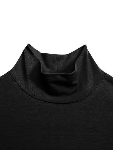 WSPLYSPJY Women Girls High Neck Long Sleeve Abaya Muslim Dress Solid Color Prayer Clothes Islamic Robe - color: Black, size: Medium