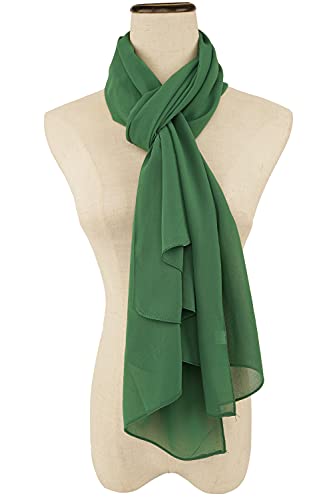 YOUR SMILE for Women Lightweight Breathable Solid Color Soft Chiffon Long Fashion Scarves Sun-proof Shawls Wrap - color: Green