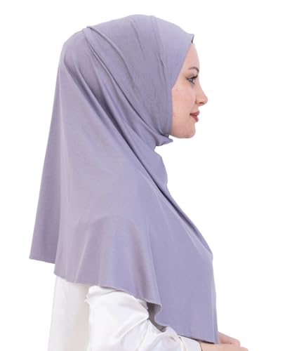 Prien Ready Hijab For Women, One Piece Muslim Instant Turban, Easy To Wear Long Head Scarf, Turkish Islamic Clothes For Abaya - color: Grey