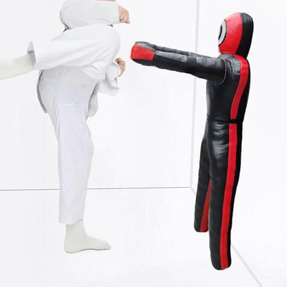 Unfilled Wrestling Dummy Punching Bag Professional Boxing Dummy Grappling Training Aid for Practice Workout Throwing Indoor PU Leather- 170cm Height