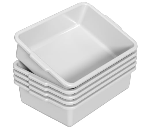 8 L Plastic Bus Tubs, Small Commercial Bus Tub Tote Box, 5 Packs | Light Gray Food Service Bus Boxes, Dirty Dish Utility Tub - size: 8 L