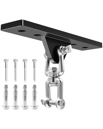 Ceiling Mounted Swing Hooks Rotate 360 Degrees, Heavy Bag Hanger for Punching Bags, Stainless Steel Swing Hangers for Gym Aerial Yoga Swing Chairs and Hammocks - style: Heavy Bag Hanger