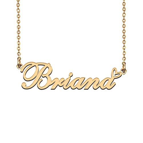 HUAN XUN 맞춤형 맞춤 제작 여성용 목걸이 골드 실버 | 18k Gold Plated Nameplate Heart Pendant,Adjustable Delicate Chain,Personalized Gifts for Mother Day Christmas Birthday - color: 브리아나 - 골드