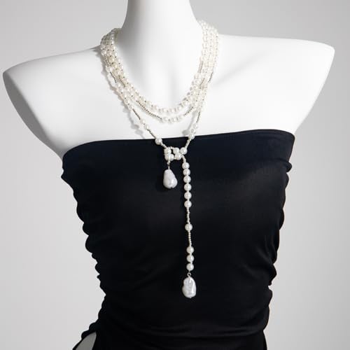 Pearl Brooch Pins Hanging Chain Lapel Pin for Women Long Chain Tassel Pearl Collar Chain Lapel Pin Jewelry Accessories - style: pearl
