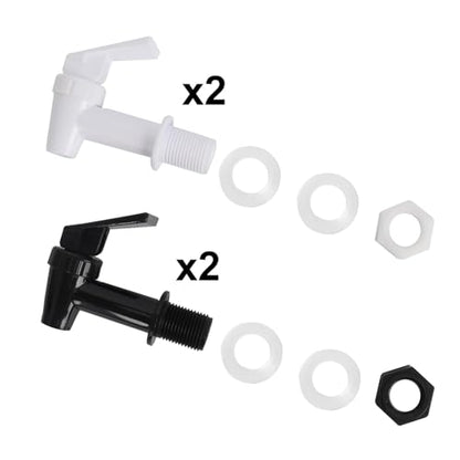 OHOH 4 Sets Plastic Spigot, Replacement Cooler Faucet Water Bottle Jug | BPA-Free Water Jug Spout,Reusable Spigot Spout Water Beverage Lever Pour Dispenser Valve Crock Tap(2 Black and 2 White) - color: Black and White