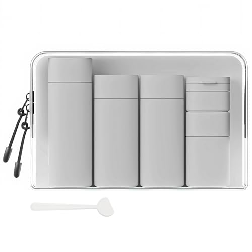 Travel Bottles for Toiletries, 5 Pack Travel Size Containers, TSA Approved Leak Proof - Silicone Toiletry Containers with Clear Bag for Shampoo, Conditioner & Lotion, Travel Essentials - color: Grey