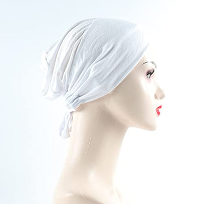 Jersey Hijab Muslim Elastic Band Ethnic Lace up Small Cap Tube Turban Soft Breathable Stretchy for Women - color: 03#_c