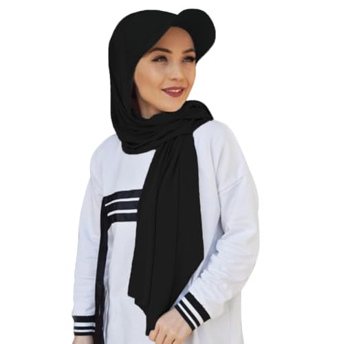 Muslim Headscarf Baseball Cap Women's Hijab Scarf Beanie Head Covering Turbans - color: Black