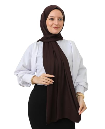 Prien Hijab for Women Viscose Scarf Lightweight Muslim Hijabs Long Shawl Islamic Scarves Turkey Silk Headscarf for Womens - color: Brown