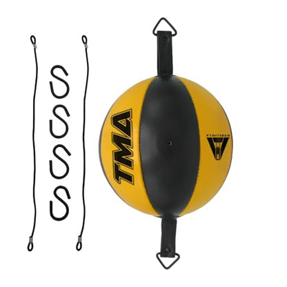 TMA Genuine Cow Hide Leather Double End Speed Ball Boxing Floor to Ceiling Punch Bag, Double End Bag, Double End Punching Bag, Boxing Ball, Punching Bag, Boxing Bag - color: Yellow