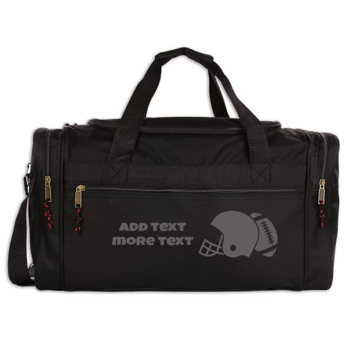 Personalized Sport Deluxe Duffel Bag With Custom Name & Text - Football - color: Black, style: Football 21 Inch
