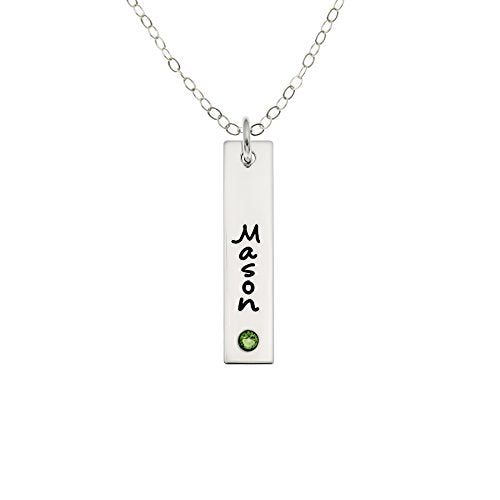 AJ's Collection Birthstone Name Bar Necklace - style: 18" Cable Chain
