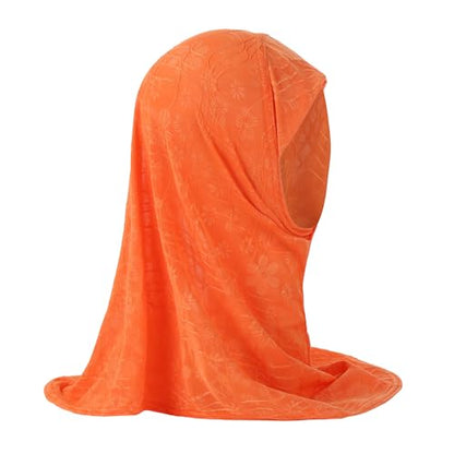 GREUS 2Pcs Kids Hijab for 2-6Y Girls Muslim Headscarf One Piece Hijabs Khimar Islam Arab Scarf Turban Bandana Hat Head Wrap - color: Set C (Orange + Rose)