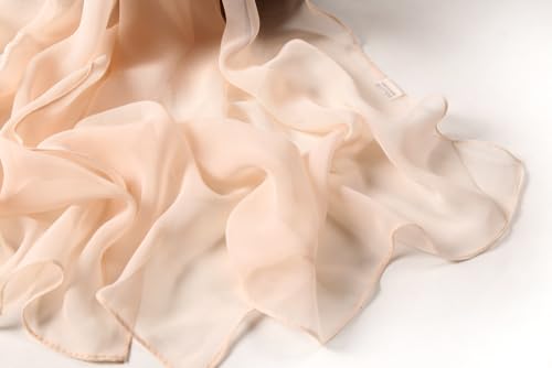 Utaly Lightweight Chiffon Scarf for Women Long Chiffon Sheer Scarf Ladies Fashion Sun-proof Shawls Wrap - color: Beige
