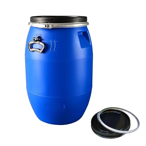Shipping Barrel, Plastic Drum with Lid, Food Grade Container, Air Tight for Water and Food Storage, Rain Barrel Use(60L) - size: 60L
