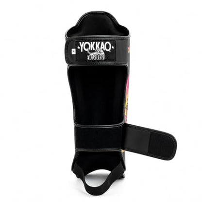 YOKKAO Microfiber Shin Guards - A-Grade Thai Microfiber | Multi-Layer Foam | Single-Shell Wrap | Produced at YOKKAO Factory, Thailand | S-L - color: Black Flame, size: Large