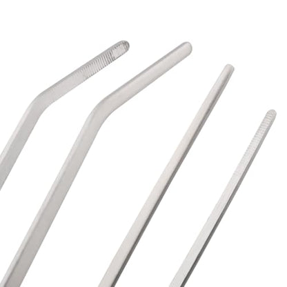 2PCS Aquatic Plant Clamp Tweezers Non-Slip Straight Elbow Clamp with Teeth 27cm Aquarium Tool Sand Flattener Stainless Steel Tweezers with Long Handle