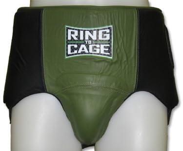 No Foul Boxing Groin Protector Leather - size: Small, style: Green/Black