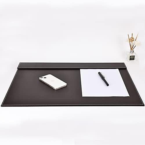 Ultra-Smooth PU Leather Desk Pad & Mat Office Desk Drawing & Writing Board A3/ A4 File Paper Clip Table Protector Mat on Top Large 24''x18'' (Brown) - color: Brown-a006