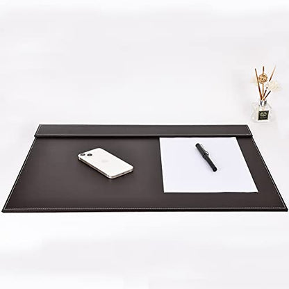 Ultra-Smooth PU Leather Desk Pad & Mat Office Desk Drawing & Writing Board A3/ A4 File Paper Clip Table Protector Mat on Top Large 24''x18'' (Brown) - color: Brown-a006