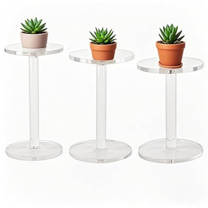 3 Pack 4 " Dia Acrylic Display Riser Jewelry Watches Round Pedestal Flower- Stand Small Figure Holder for Kitchen, Dining Room, Living Room Furniture