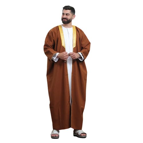Men's Abaya (Bisht) Long Sleeves | Amazing Men's Islamic Arabian Cloak - color: Coffee
