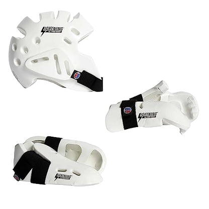 Proforce Lightning Martial Arts Protective Sparring Gear Bundle - Headgear, Gloves, Ultra Kicks