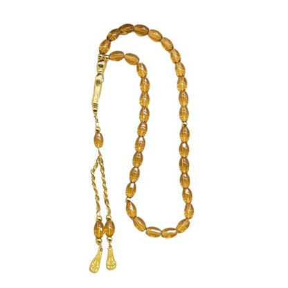 Oval Beads Glass Islamics Prayer Beads Tasbih With Gold Tassels For Daily Devotion And Cultural Event - color: Aa