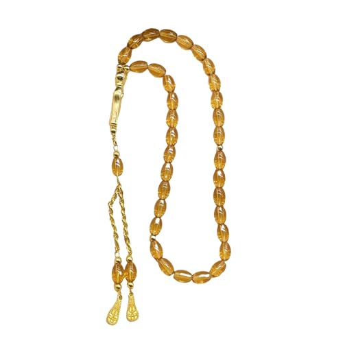 Oval Beads Glass Islamics Prayer Beads Tasbih With Gold Tassels For Daily Devotion And Cultural Event - color: Aa
