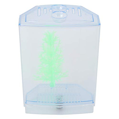 SUNGOOYUE Breeder Box for Aquarium Fish Acrylic Isolation Tank Single 4.3 X 3.1 X 5.5 in with Top Cover Dirt Groove Water Drain for Guppies Betta Fry Breeding Hatching (Single Grid)