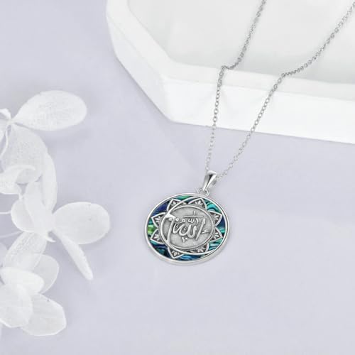 PROESS 925 Sterling Silver Hamsa/Allah Necklace Evil Eye Amulet Jewelry Gifts for Men Women - style: Round Allah