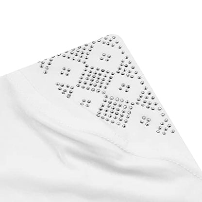 ZGMYC Women Shiny Rhinestones Muslim Hijab Elegant Long Turban Cap Head Wrap Scarf - color: White