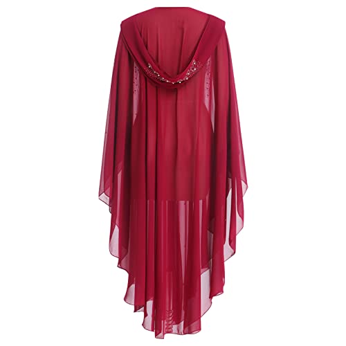 OBEEII Muslim Dress for Women Loose Batwing Sleeved Hooded Beaded Embroidery Long Abaya Dress Kaftan Abayas Islamic Robe - color: Bs08