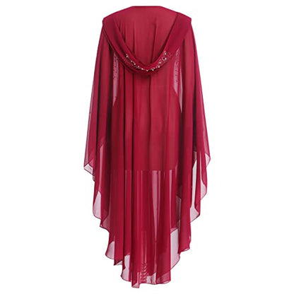 OBEEII Muslim Dress for Women Loose Batwing Sleeved Hooded Beaded Embroidery Long Abaya Dress Kaftan Abayas Islamic Robe - color: Bs08
