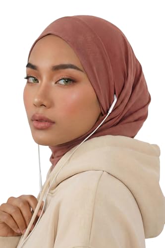 Aisha's Design Practical Cotton Bonnet with Built-In Neck Cover and Ear Access - color: Cappucino