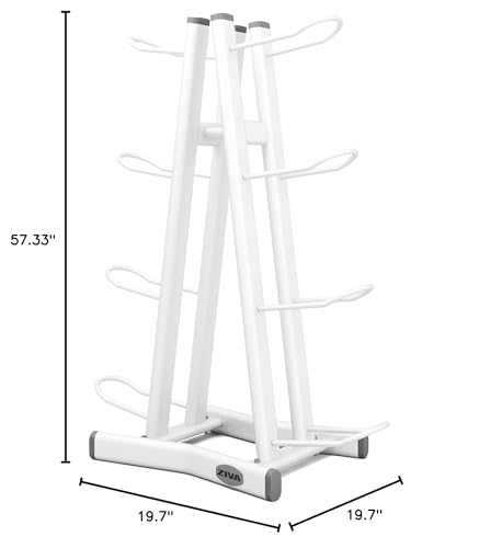 ZIVA Performance 8-Tier Functional Accessories Storage Tree Rack - Steel Tubing, Non-Marking Feet Supports Eight Wall Balls, Medicine Balls, Power Core Sandbags (H:147cm, W:50.5cm, L:84.5cm, Wt:24kg)