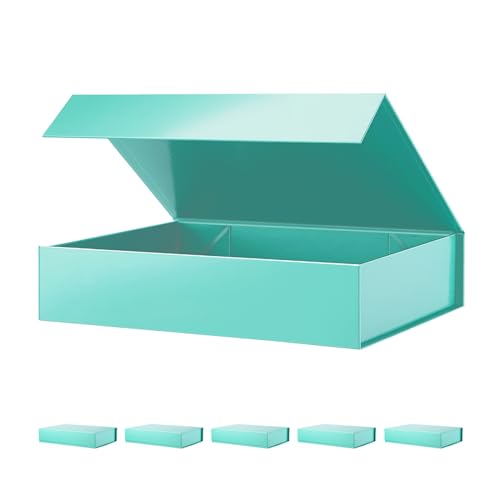 PACKHOME 6 Gift Boxes 11.5x8x2.5 Inches, Sturdy Shirt Boxes with Magnetic Lids for Multiple Occasions (Glossy Green) - color: 11x7.8x2.3 Inch-Green-Pack of 6