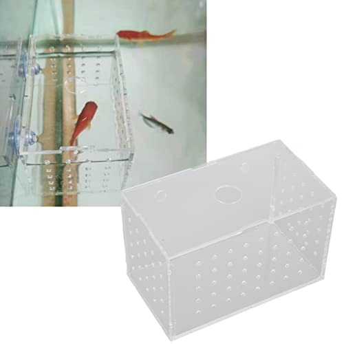 Fish Breeder Box, Aquarium Fish Breeding Boxes with Suction Cups, High Transparency Acrylic Hatchery Incubator Tank for Baby Fish Shrimp Clownfish Isolation and Rearing (14 * 8 * 9CM) - size: 14*8*9CM